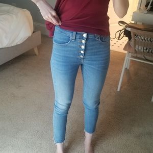 Veronica Beard Debbie Blue Ocean Button Fly Jeans